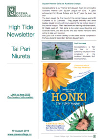 High Tide Newsletter 19 August 2019